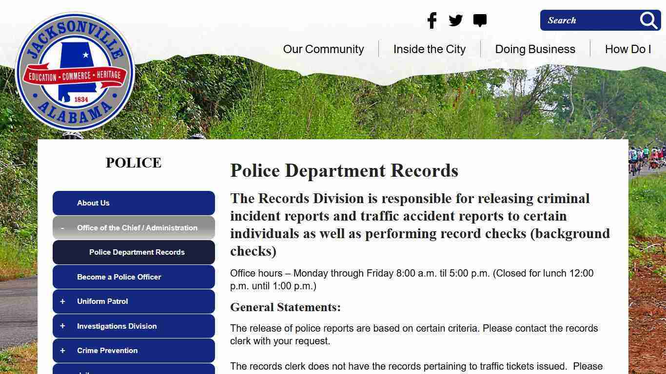 Police Department Records | Jacksonville AL