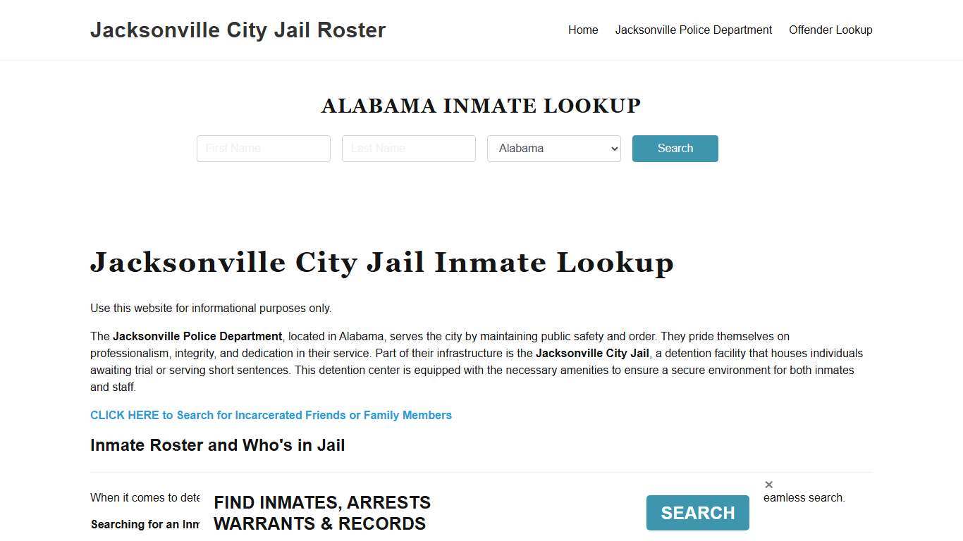 Jacksonville City Jail, AL Inmate Search, Jail Roster, Bookings